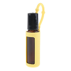 Flacon d'huile essentielle rechargeable de 10 ml avec bille roulante + enveloppe en silicone jaune