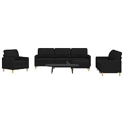 vidaXL Ensemble de canapés 4 pcs avec repose-pied noir tissu