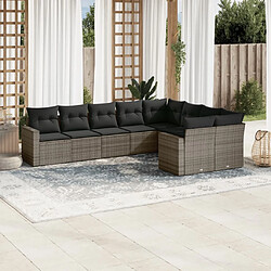 Maison Chic Salon de jardin 9 pcs avec coussins | Ensemble de Table et chaises | Mobilier d'Extérieur gris résine tressée -GKD88061