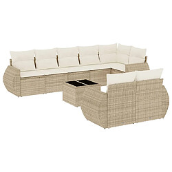 vidaXL Salon de jardin avec coussins 9 pcs beige résine tressée