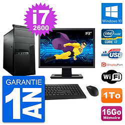 PC Tour Lenovo M91p Ecran 19" Core i7-2600 RAM 16Go Disque 1To Windows 10 Wifi · Occasion 