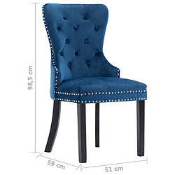 vidaXL Chaises à manger lot de 2 bleu velours pas cher