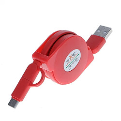 Wewoo Câble rouge pour Galaxy, Huawei, Xiaomi, LG, HTC et autres smartphone, appareils rechargeables 1m 2A Deux en un rétractable Micro USB vers USB-C / Type-C de charge de synchronisation de données,