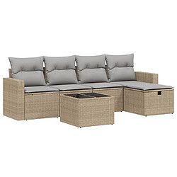 vidaXL Salon de jardin avec coussins 6pcs mélange beige résine tressée