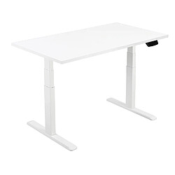 Kimex Bureau motorisé assis-debout 150x75cm Plateau blanc/Pied blanc, Connecté