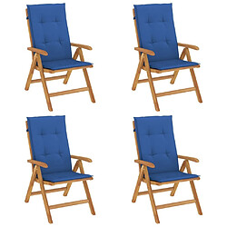 Maison Chic Lot de 4 Chaises de jardin inclinables,Fauteuil d'extérieur bois massif teck -MN22652