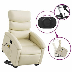 Maison Chic Fauteuil Relax pour salon, Fauteuil inclinable de massage Crème Similicuir -GKD98458 pas cher