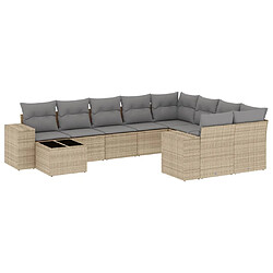 vidaXL Salon de jardin avec coussins 10 pcs beige résine tressée