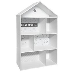 Pegane Etagère enfant forme maison 7 cases gris - L.73,5 x l.30 x H.114 cm 