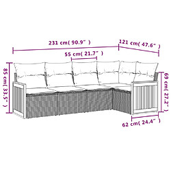 Acheter vidaXL Salon de jardin 5 pcs avec coussins gris résine tressée