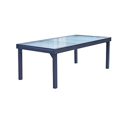 Wilsa Garden Table Modulo 8/12 personnes structure grise en aluminium, plateau en verre semi-transparent