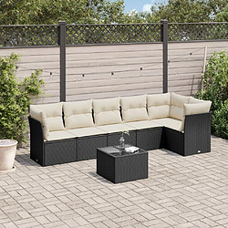 vidaXL Salon de jardin 7 pcs avec coussins noir résine tressée 