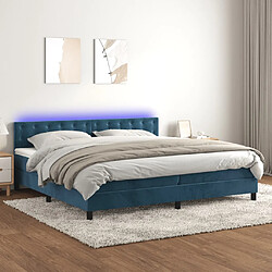 vidaXL Sommier à lattes de lit matelas et LED Bleu foncé 200x200 cm