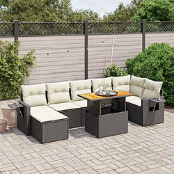 Maison Chic Ensemble Tables et chaises d'extérieur 8 pcs avec coussins,Salon de jardin noir résine tressée -GKD589235