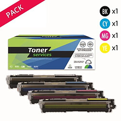 TONER SERVICES Compatible HP 130A Pack de 4 toners Noir, cyan, magenta et jaune