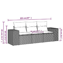 Avis vidaXL Salon de jardin avec coussins 3 pcs beige résine tressée