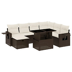 vidaXL Salon de jardin 8 pcs avec coussins marron résine tressée