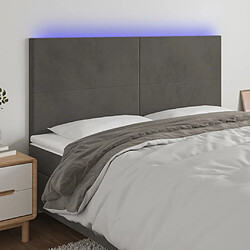 Maison Chic Tête de lit scandinave à LED,meuble de chambre Gris foncé 160x5x118/128 cm Velours -MN66416