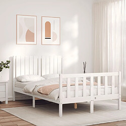 Maison Chic Cadre/structure de lit avec tête de lit pour adulte - Lit Moderne Chambre blanc 120x200 cm bois massif -MN24675