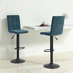 vidaXL Tabourets de bar lot de 2 bleu velours 