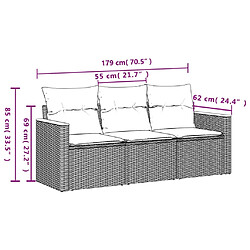 Avis vidaXL Salon de jardin avec coussins 3 pcs gris résine tressée