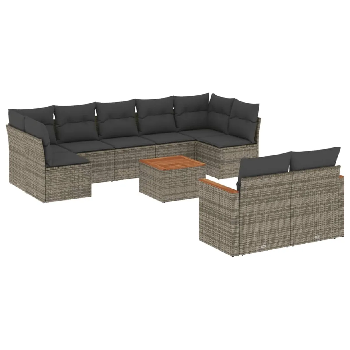 Maison Chic Salon de jardin avec coussins 10 pcs, Ensemble Tables et chaises de jardin, gris résine tressée -GKD859613