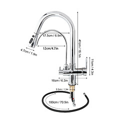 Avis ComfortXL Robinet de cuisine 3-en-1 avec filtre purificateur et double poignée