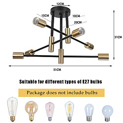 Stoex Plafonnier Moderne 6 Lumières Lampe de Plafond en Métal Noir Plafonniers D'Intérieur E27 Pour Salle de Bain Chambre Couloir Salon pas cher