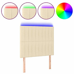 Maison Chic Tête de lit scandinave à LED,meuble de chambre Crème 80x5x118/128 cm Tissu -MN11556