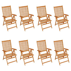 Maison Chic Lot de 8 Chaises inclinables de jardin avec coussins - Fauteuil d'extérieur Teck solide -MN17198