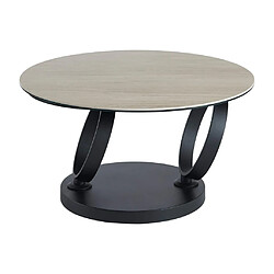 Vente-Unique Table basse avec plateaux pivotants - Céramique, verre trempé fumé et métal - Noir et naturel - JOLINE de Maison Céphy pas cher