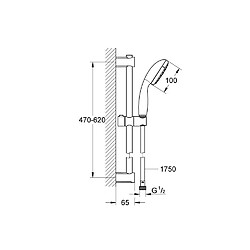 Grohe Barre de douche + douchette 2 jets sans robinet Vitalio Start 100 - Chromé