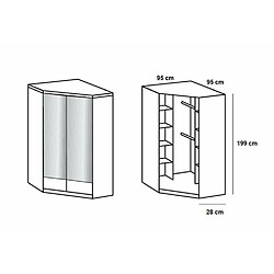 Inside 75 Armoire rangement angle LAVAL blanc 2 portes miroirs