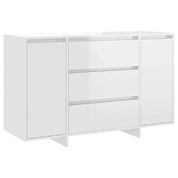 Maison Chic Buffet commode,console avec 3 tiroirs pour rangement Blanc brillant 120x41x75 cm Aggloméré -MN19949