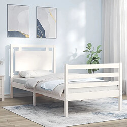 Maison Chic Cadre/structure de lit avec tête de lit pour adulte - Lit Moderne Chambre blanc petit simple bois massif -MN12709