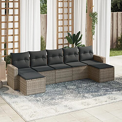 vidaXL Salon de jardin avec coussins 7 pcs gris résine tressée 