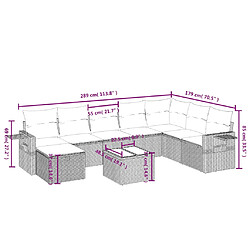 Avis vidaXL Salon de jardin avec coussins 9 pcs beige résine tressée