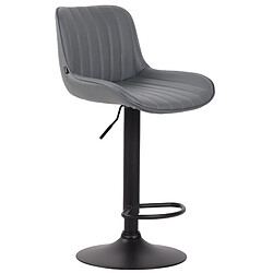 Decoshop26 Lot de 2 tabourets de bar chaises hautes en PVC gris coutures verticales support en métal noir 10_0004280