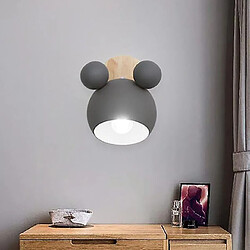 Universal Applique nordique aluminium mickey hills chambre d'enfant s'illumine lampe murale moderne d'intérieur luminaire luminaire créatif E27 (gris) 