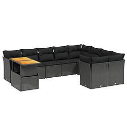 Maison Chic Salon de jardin 10 pcs avec coussins, Ensemble Tables et chaises d'extérieur noir résine tressée -GKD425612