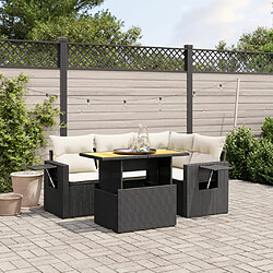 vidaXL Salon de jardin 5 pcs avec coussins noir résine tressée 