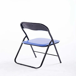 Decoshop26 Chaise de cuisine pliable bleu pied en métal noir MED10010