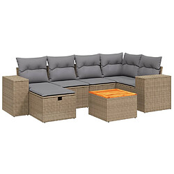 vidaXL Salon de jardin avec coussins 7pcs mélange beige résine tressée