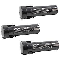 vhbw 3x Batterie compatible avec Panasonic EY6220B, EY6220D, EY6220DR, EY9021, EY9021B, EY903 outil électrique (3300mAh NiMH 2,4V) 