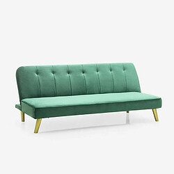 Modus Sofà Canapé convertible clic clac 2 places design moderne tissu velours Pulchra | Couleur: Vert foncé