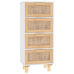 Maison Chic Buffet,Meuble de Rangement,commode pour salon,Cuisine Blanc 40x30x90 cm Bois de pin massif et rotin naturel -MN78647