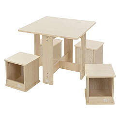 5 Pièces ensemble de meubles Joyz espace de rangement table à dessin 4 tabourets 