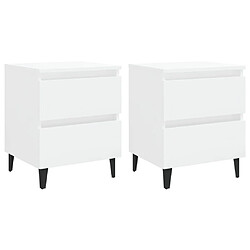 Maison Chic Lot de 2 Tables de chevet,Table de nuit,Table d'appoint pour salon Blanc brillant 40x35x50 cm Aggloméré -MN34295