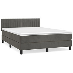 vidaXL Sommier à lattes de lit et matelas Gris foncé 140x190cm Velours