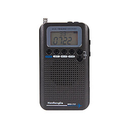 Universal Hanrongda HRD 737 Radio-avion portable avec récepteur FM/AM/SW/CB/AIR/VHF Radio World Band et réveil LCD(Gris) 